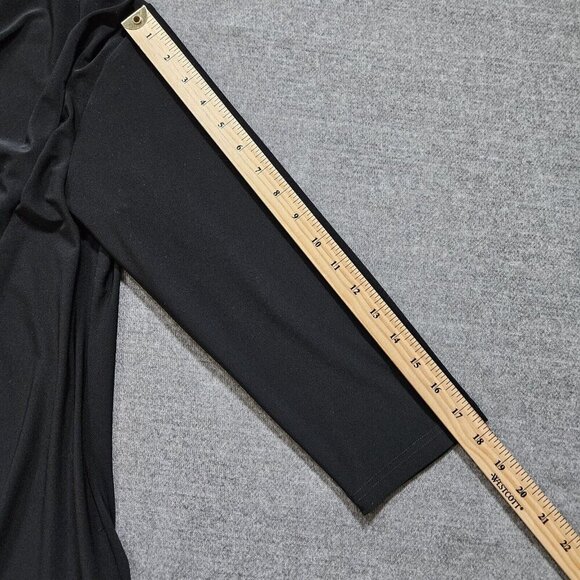 Sympli Top Women 12 Black Shawl Round Neck 3/4 Sleeve Lagenlook Drapey Goth - Picture 5 of 12